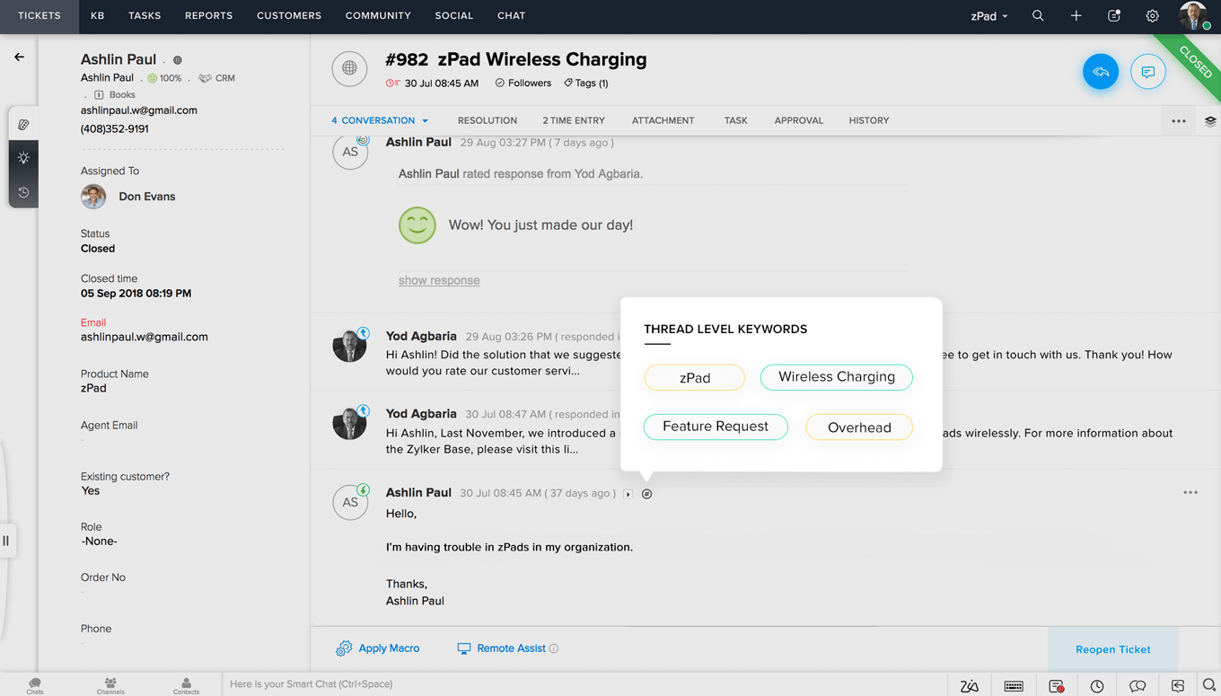 Zoho ticketing system