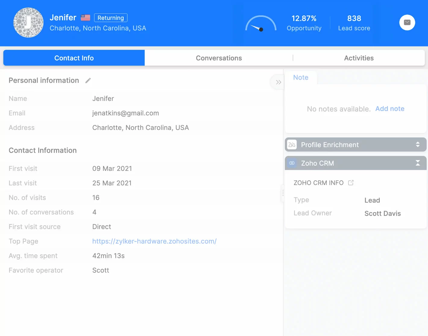 Zoho SalesIQ Sales Engagement Platform